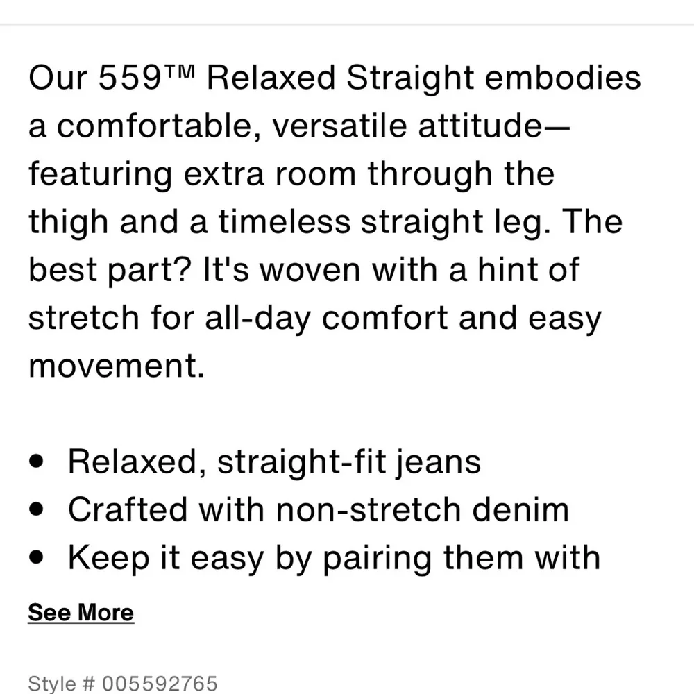Levi’s 559 Relaxed Straight Fit men’s denim jeans Size 38 x 34. New with…